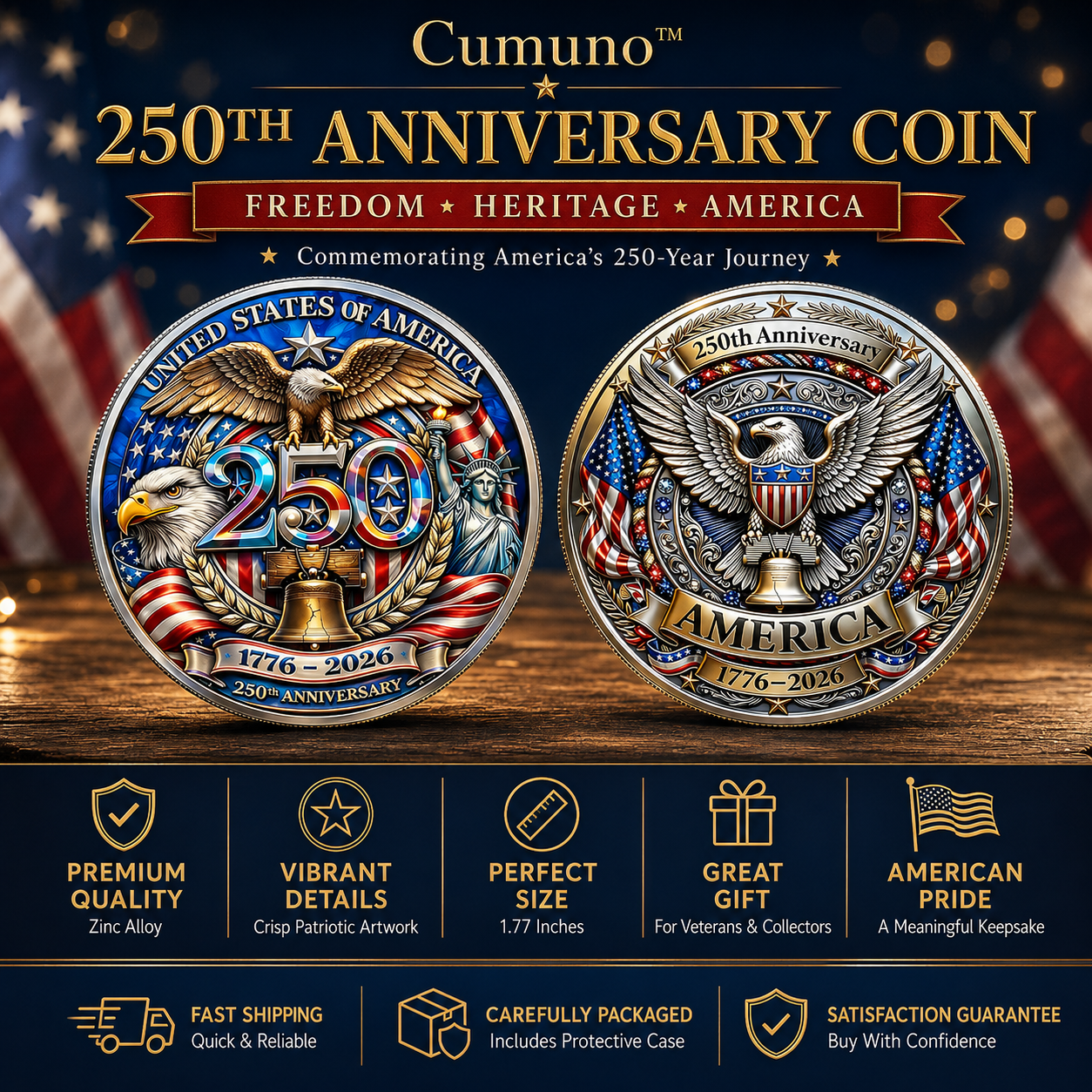 Cumuno™ U.S 250th Anniversary Commemorative Coin