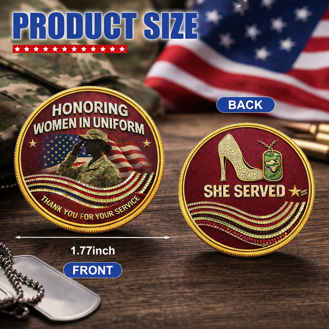 Cumuno™ SheServed Honor Coin – Celebrating Women in Uniform